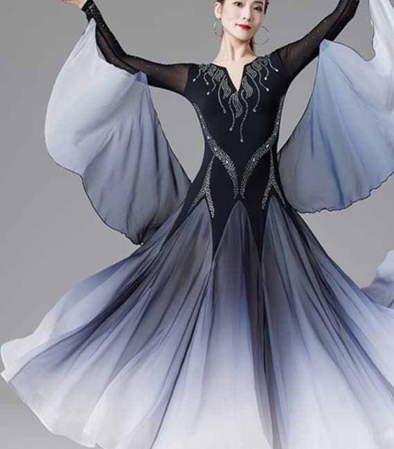 ダンス ドレス 優雅な舞踏会ふんわりグラデーションドレス