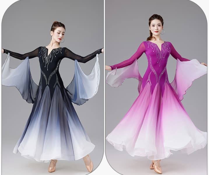 ダンス ドレス 優雅な舞踏会ふんわりグラデーションドレス