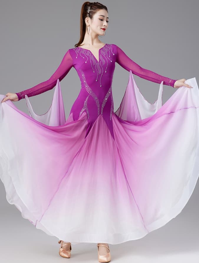 ダンス ドレス 優雅な舞踏会ふんわりグラデーションドレス