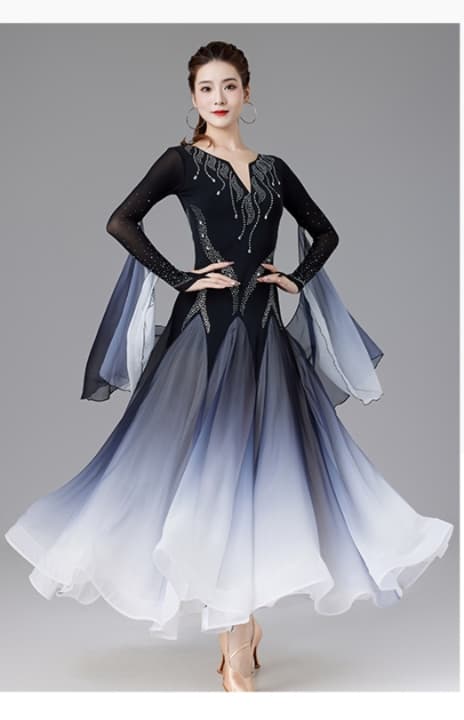 ダンス ドレス 優雅な舞踏会ふんわりグラデーションドレス