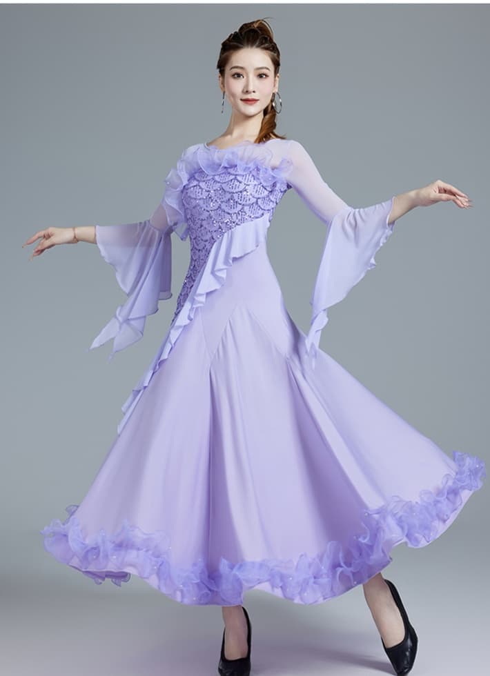 社交 ダンス ドレス 社交ダンス 優美舞踏会ドレス 華麗るフレア袖