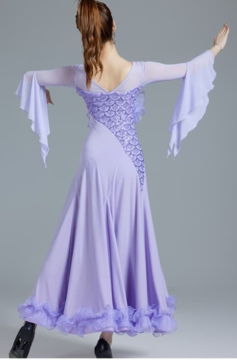 社交 ダンス ドレス 社交ダンス 優美舞踏会ドレス 華麗るフレア袖