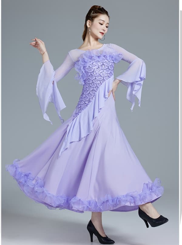 社交 ダンス ドレス 社交ダンス 優美舞踏会ドレス 華麗るフレア袖