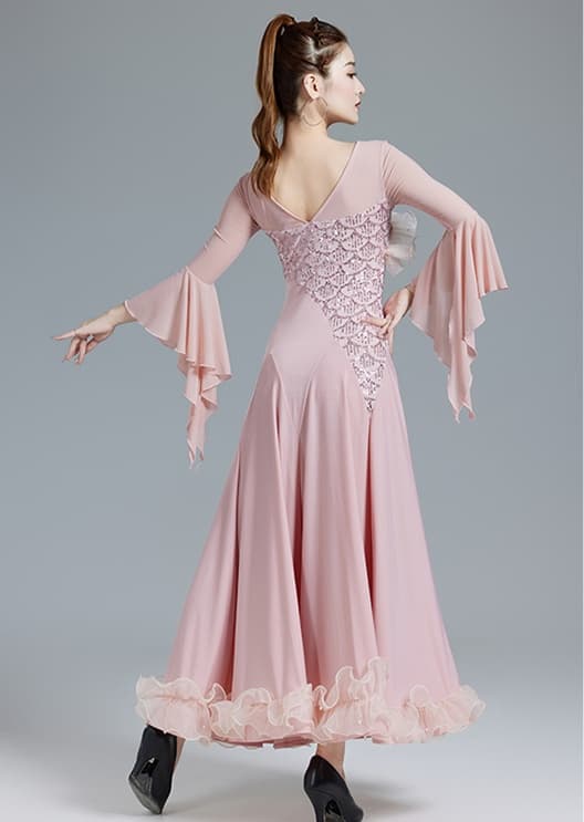 社交 ダンス ドレス 社交ダンス 優美舞踏会ドレス 華麗るフレア袖