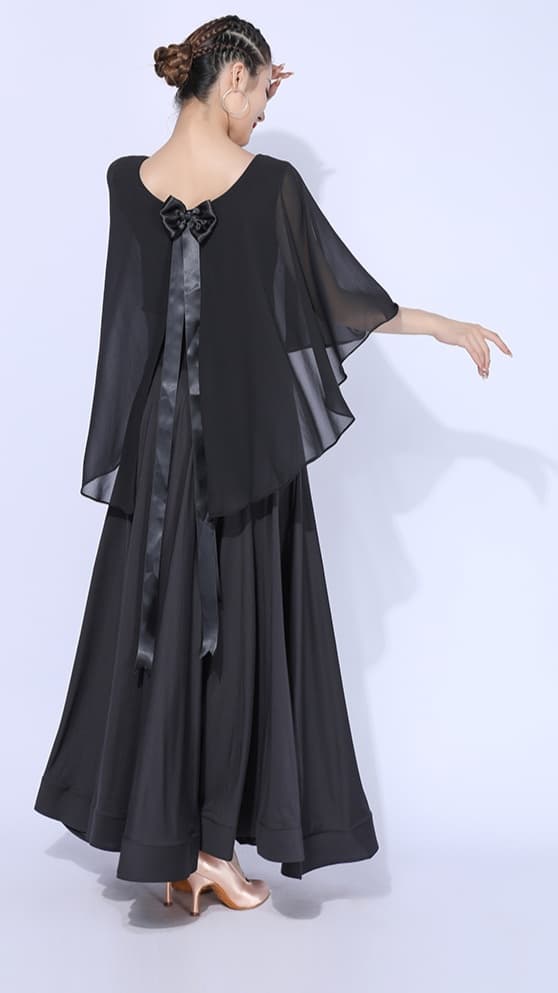 社交 ダンス ドレス 社交ダンス 優雅な舞姿 シフォンケープ付きロングドレス