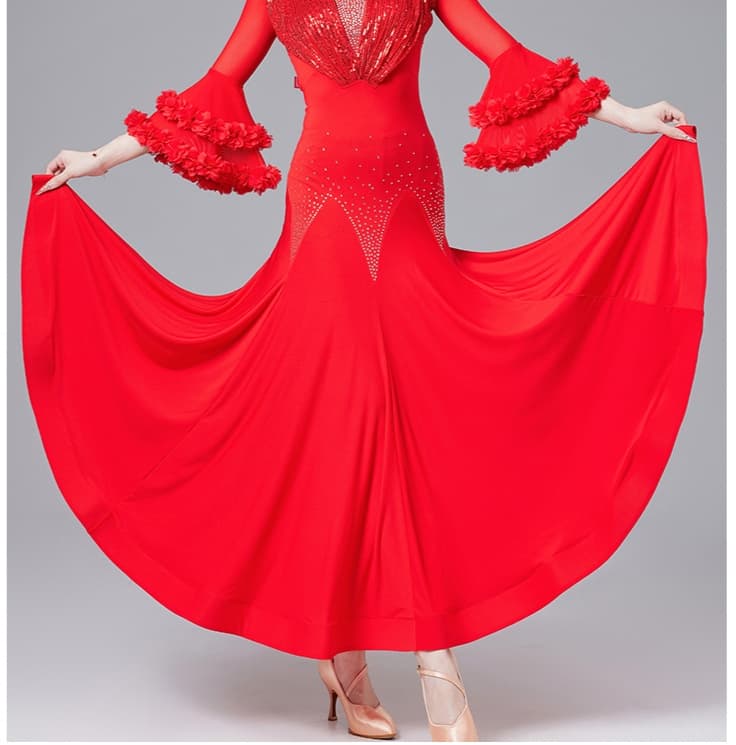 社交 ダンス ドレス 社交ダンス 煌めきフレアスリーブ 社交ダンスドレス