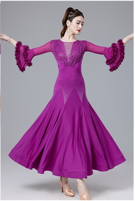 社交 ダンス ドレス 社交ダンス 煌めきフレアスリーブ 社交ダンスドレス