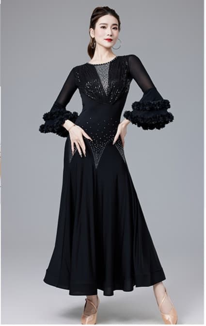社交 ダンス ドレス 社交ダンス 煌めきフレアスリーブ 社交ダンスドレス
