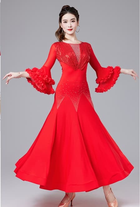 社交 ダンス ドレス 社交ダンス 煌めきフレアスリーブ 社交ダンスドレス