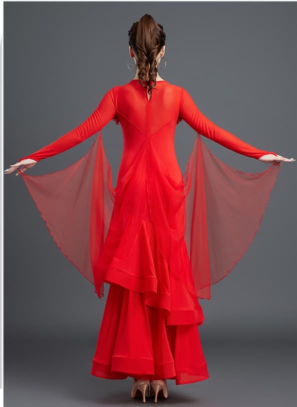 社交 ダンス ドレス 社交ダンス 舞華流れるティアードフリルドレス