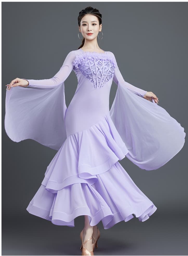 社交 ダンス ドレス 社交ダンス 舞華流れるティアードフリルドレス