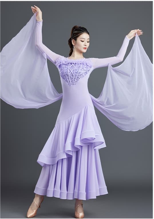 社交 ダンス ドレス 社交ダンス 舞華流れるティアードフリルドレス