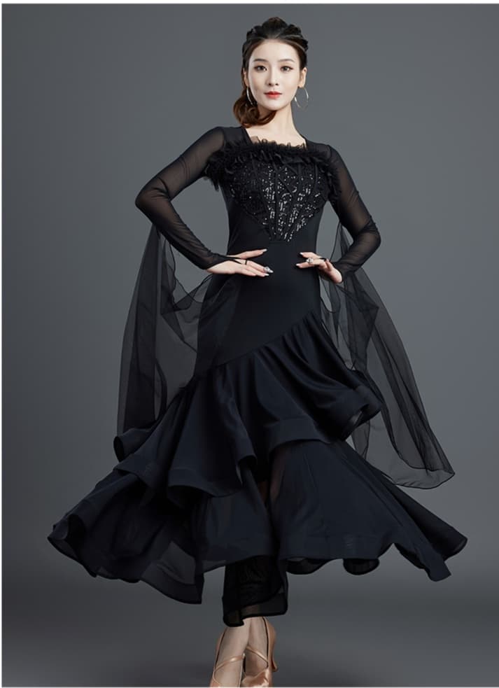 社交 ダンス ドレス 社交ダンス 舞華流れるティアードフリルドレス