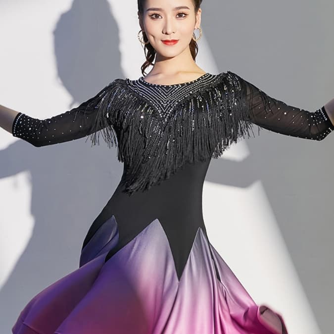社交ダンス ドレス ジャズ 優雅な舞踏会フリンジドレス