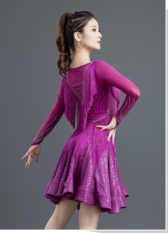 社交 ダンス ドレス 社交ダンス 煌めき流れるラテンフリンジドレス
