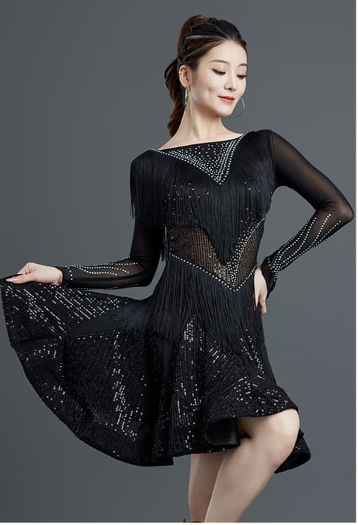 社交 ダンス ドレス 社交ダンス 煌めき流れるラテンフリンジドレス