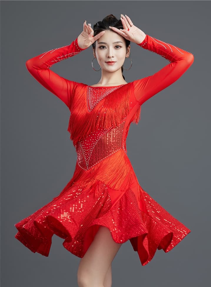 社交 ダンス ドレス 社交ダンス 煌めき流れるラテンフリンジドレス