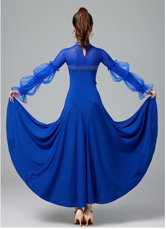 社交 ダンス ドレス 社交ダンス 舞踏会華麗装飾 流れるスカート社交ドレス