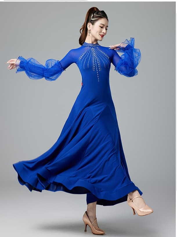 社交 ダンス ドレス 社交ダンス 舞踏会華麗装飾 流れるスカート社交ドレス