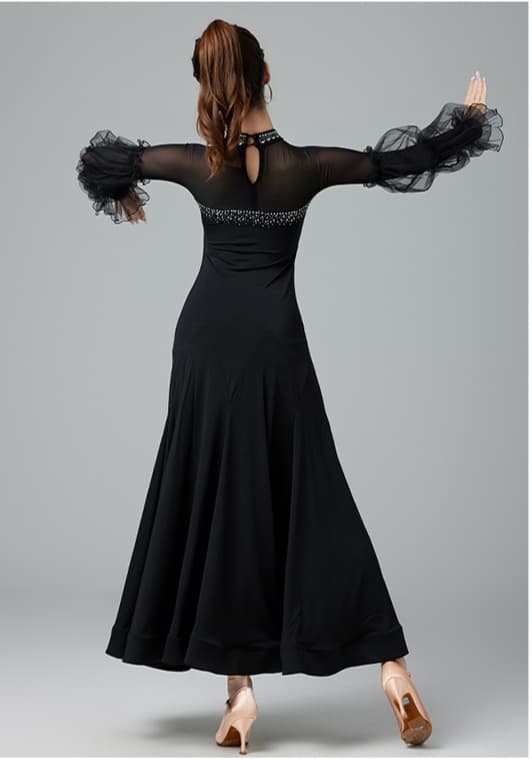 社交 ダンス ドレス 社交ダンス 舞踏会華麗装飾 流れるスカート社交ドレス