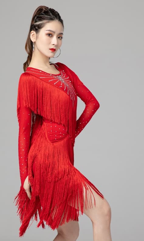 社交 ダンス ドレス 社交ダンス 華麗なフリンジ飾り社交ダンスドレス