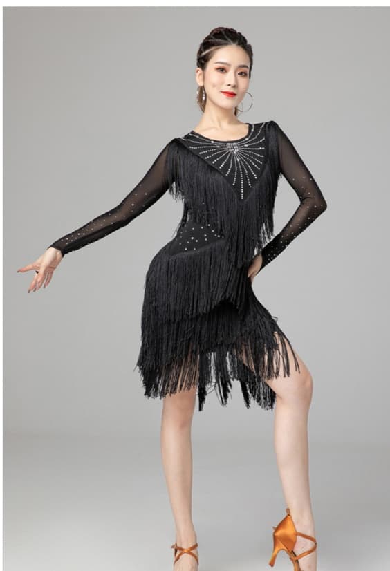 社交 ダンス ドレス 社交ダンス 華麗なフリンジ飾り社交ダンスドレス