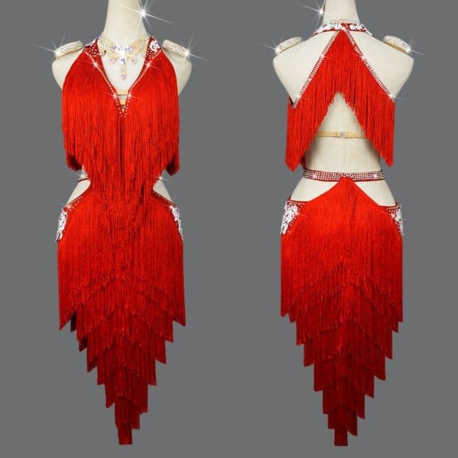 社交 ダンス ドレス 情熱フリンジ ラテンドレス