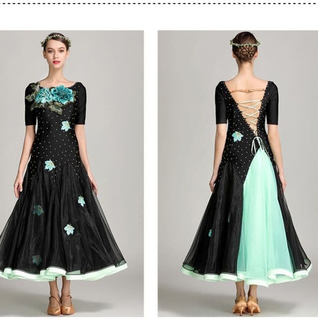 社交 ダンス ドレス 花舞う優美なドレス