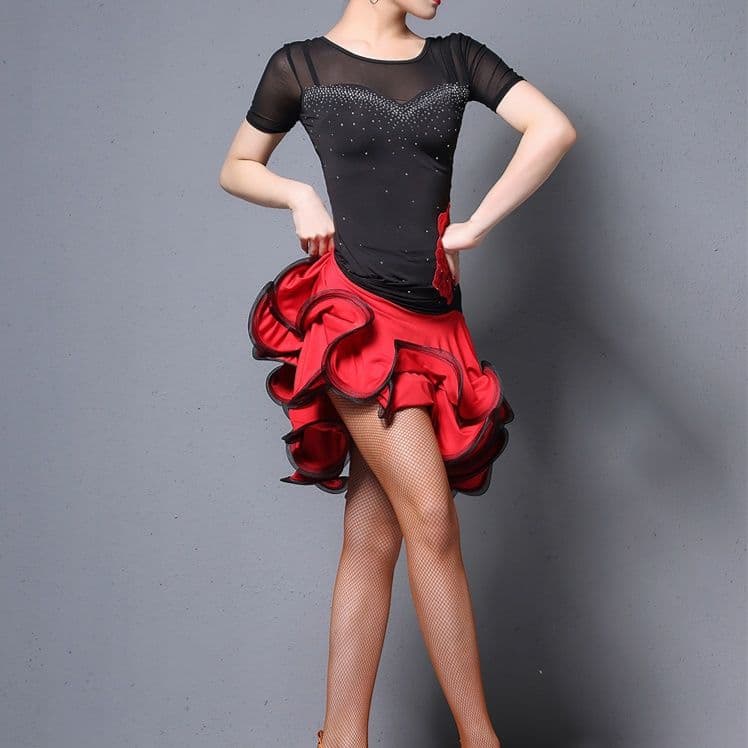 社交 ダンス ドレス 華麗なる情熱 フリル裾ラテンドレス