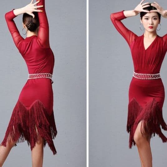 社交 ダンス ドレス フリンジ煌めき ラテンワンピース