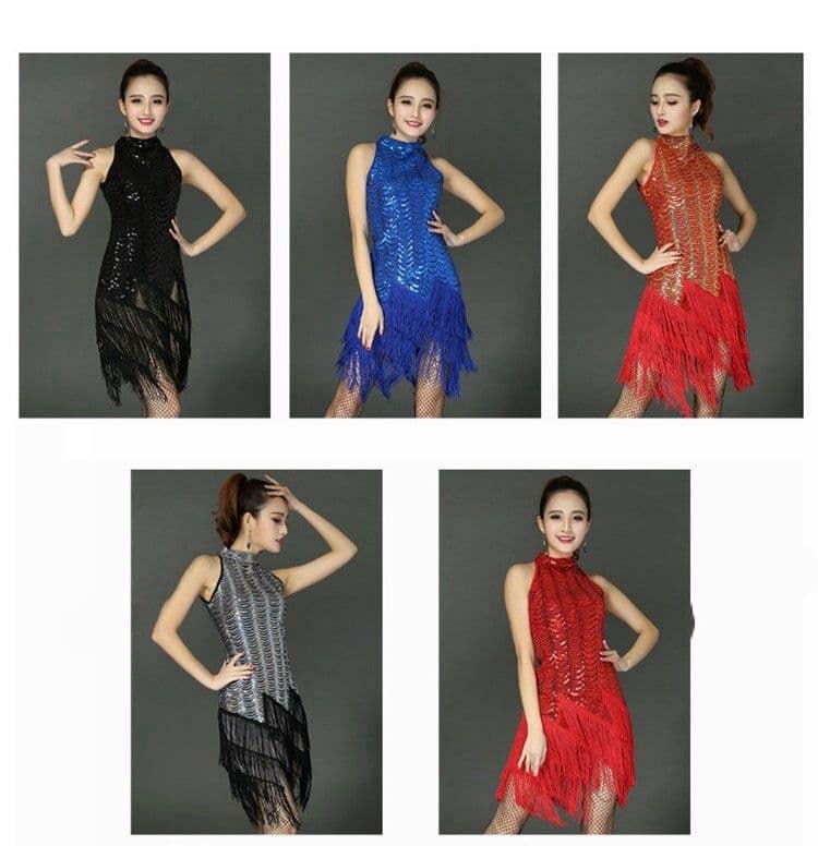 社交 ダンス ドレス 華麗なラテン社交ダンスドレス フリンジ付き