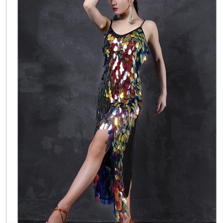 社交 ダンス ドレス 輝くスパンコール ラテンダンス衣装