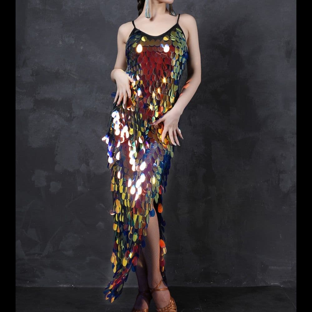 社交 ダンス ドレス 輝くスパンコール ラテンダンス衣装