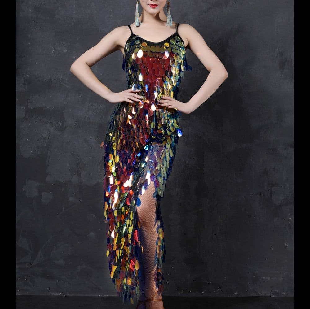 社交 ダンス ドレス 輝くスパンコール ラテンダンス衣装