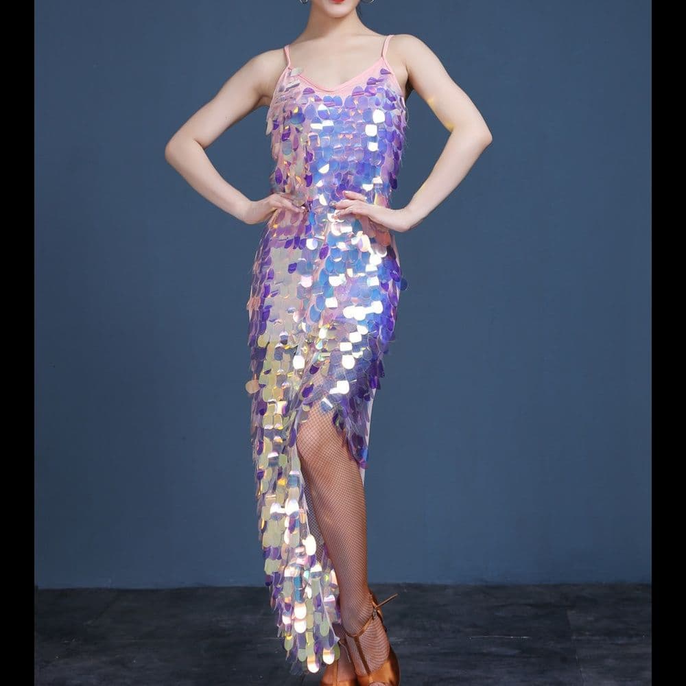 社交 ダンス ドレス 輝くスパンコール ラテンダンス衣装