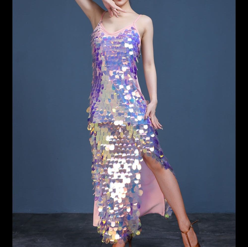 社交 ダンス ドレス 輝くスパンコール ラテンダンス衣装