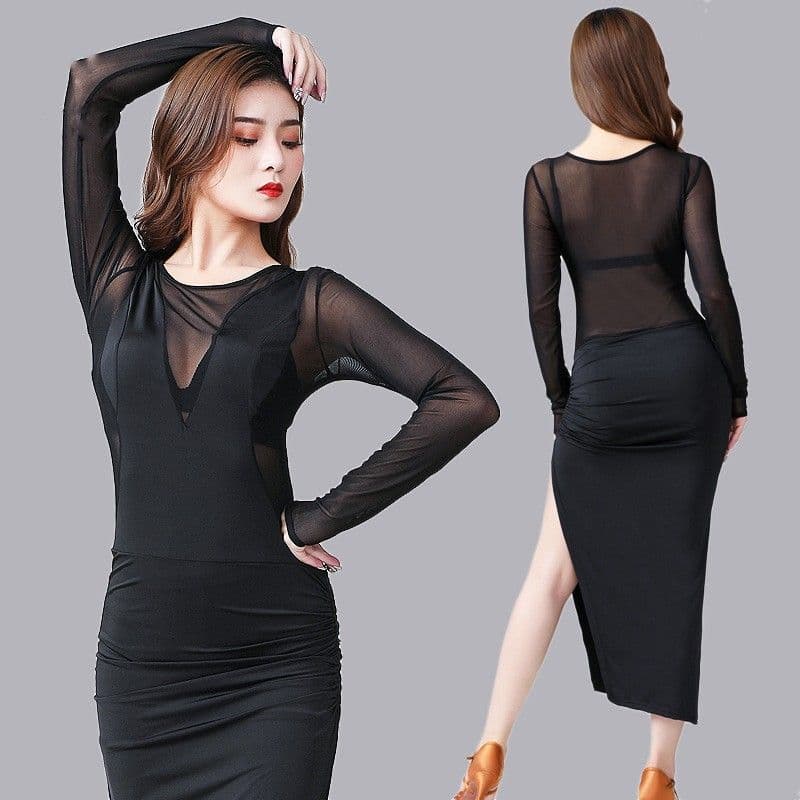 社交 ダンス ドレス ラテン シースルー 社交ダンス ワンピース 新作