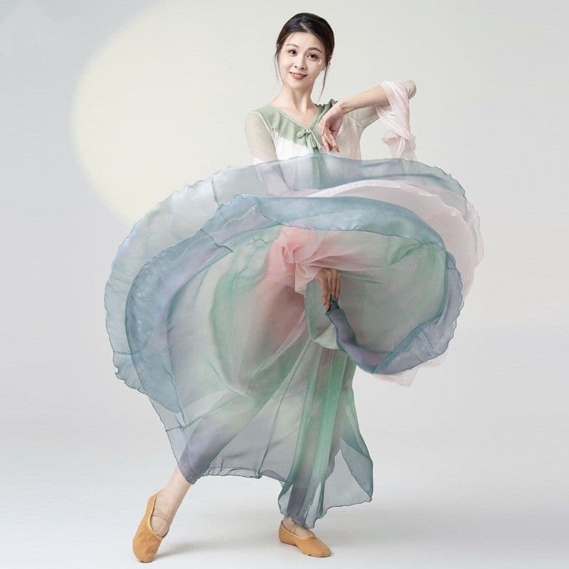 社交 ダンス ドレス 秋冬新作 ラテン グラデーションロングスカート 社交ダンス衣装