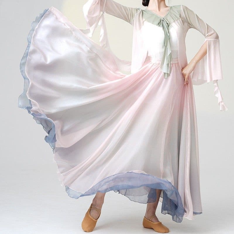 社交 ダンス ドレス 秋冬新作 ラテン グラデーションロングスカート 社交ダンス衣装