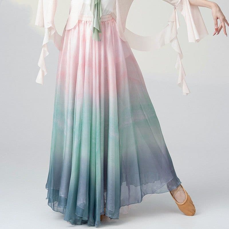 社交 ダンス ドレス 秋冬新作 ラテン グラデーションロングスカート 社交ダンス衣装