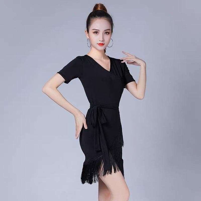 社交 ダンス ドレス 流麗フリンジラップドレス