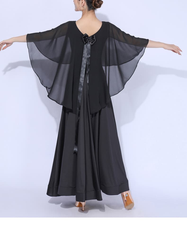 社交 ダンス ドレス 社交ダンス 優雅な舞姿 シフォンケープ付きロングドレス