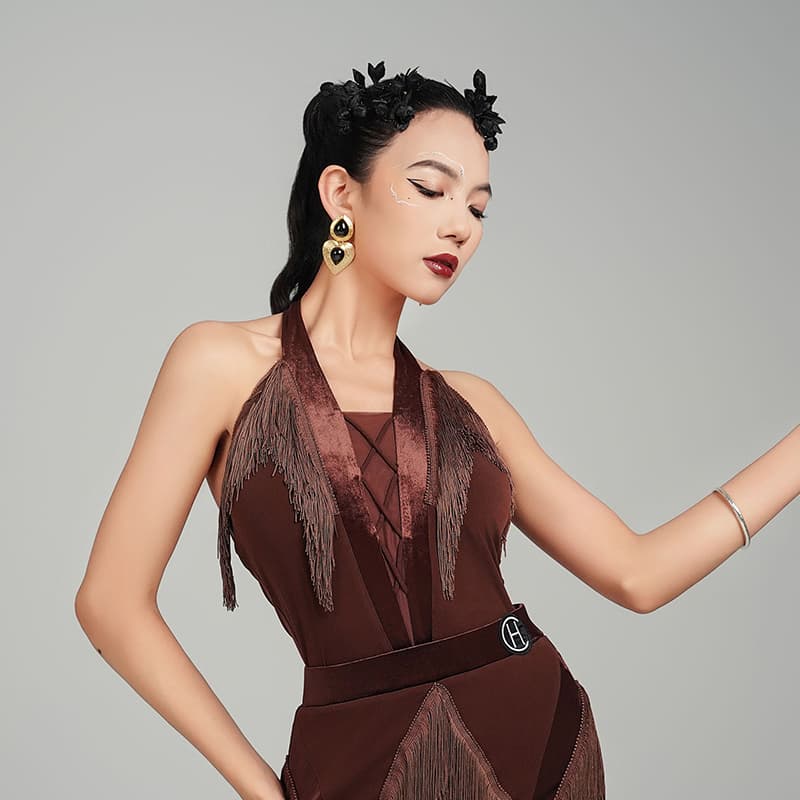社交 ダンス ドレス  社交ダンス 情熱的フリンジ裁ち切りラテンドレス