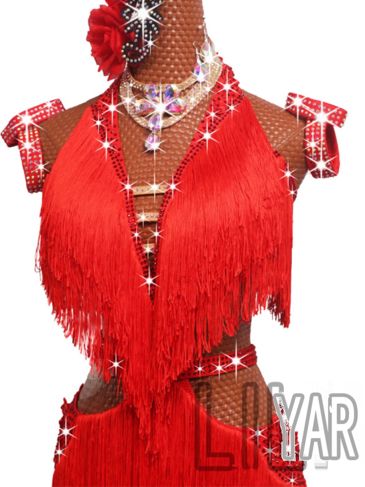 社交 ダンス ドレス 情熱の花びら フリンジドレス