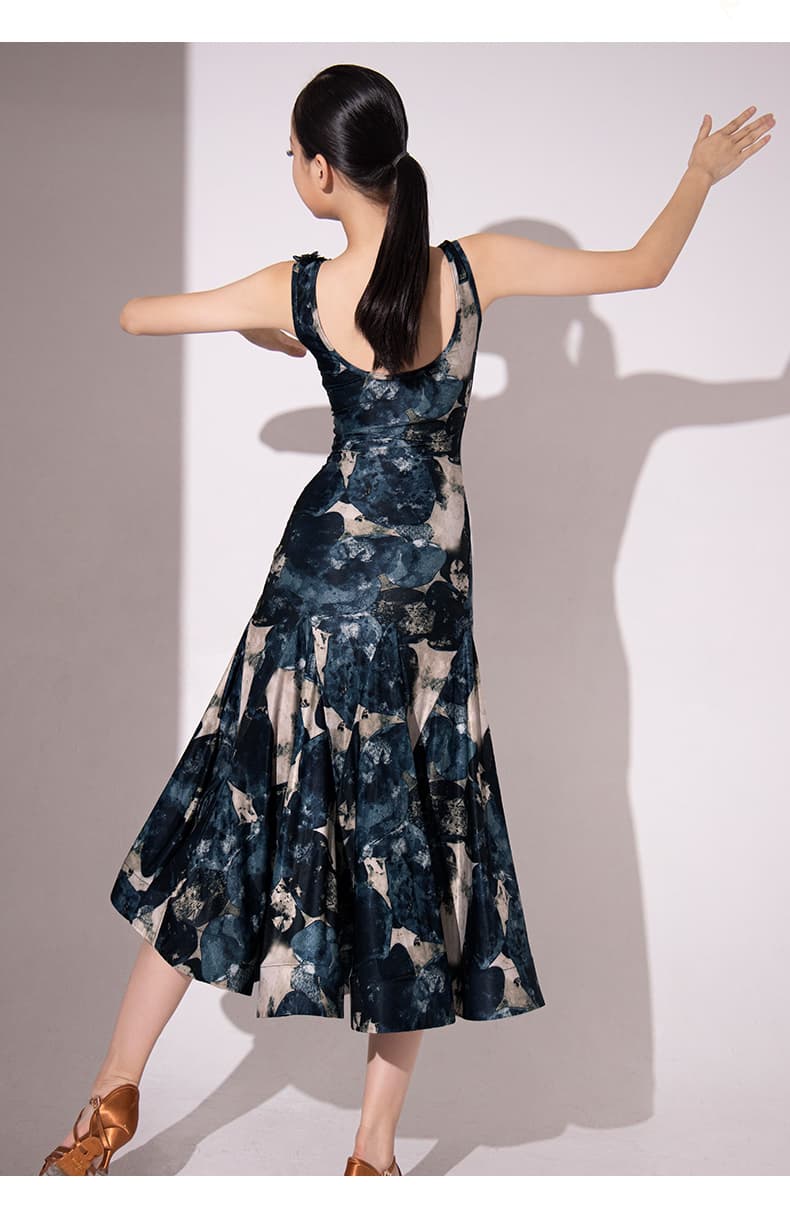 社交 ダンス ドレス 社交ダンス 優美な花飾り付き ラテン社交ダンスドレス