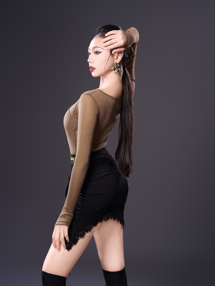 社交 ダンス ドレス アシンメトリー レース ラップスカート