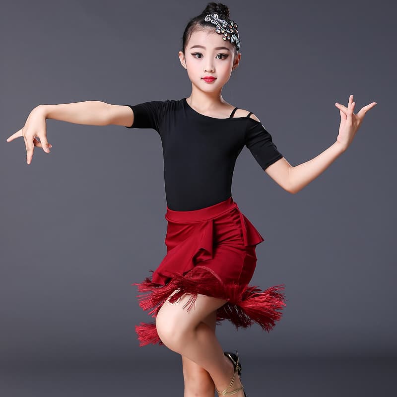 ダンス ドレス フリンジ装飾付きラテンドレス