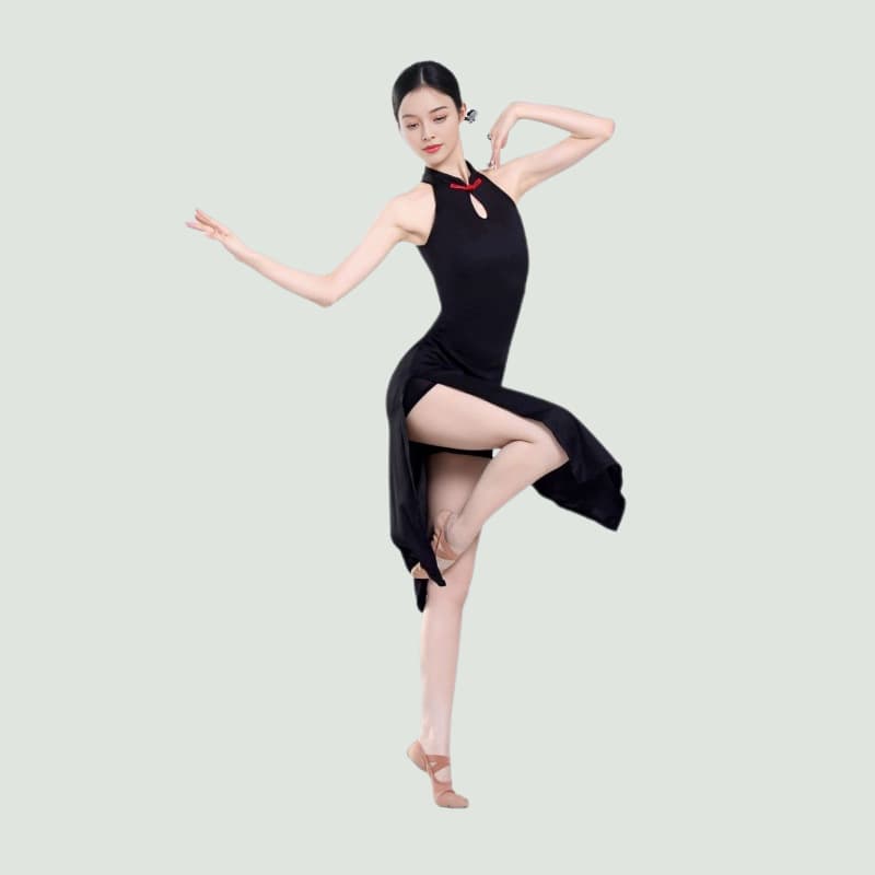 ダンス ドレス チャイナカラー スリット入り舞踊衣装