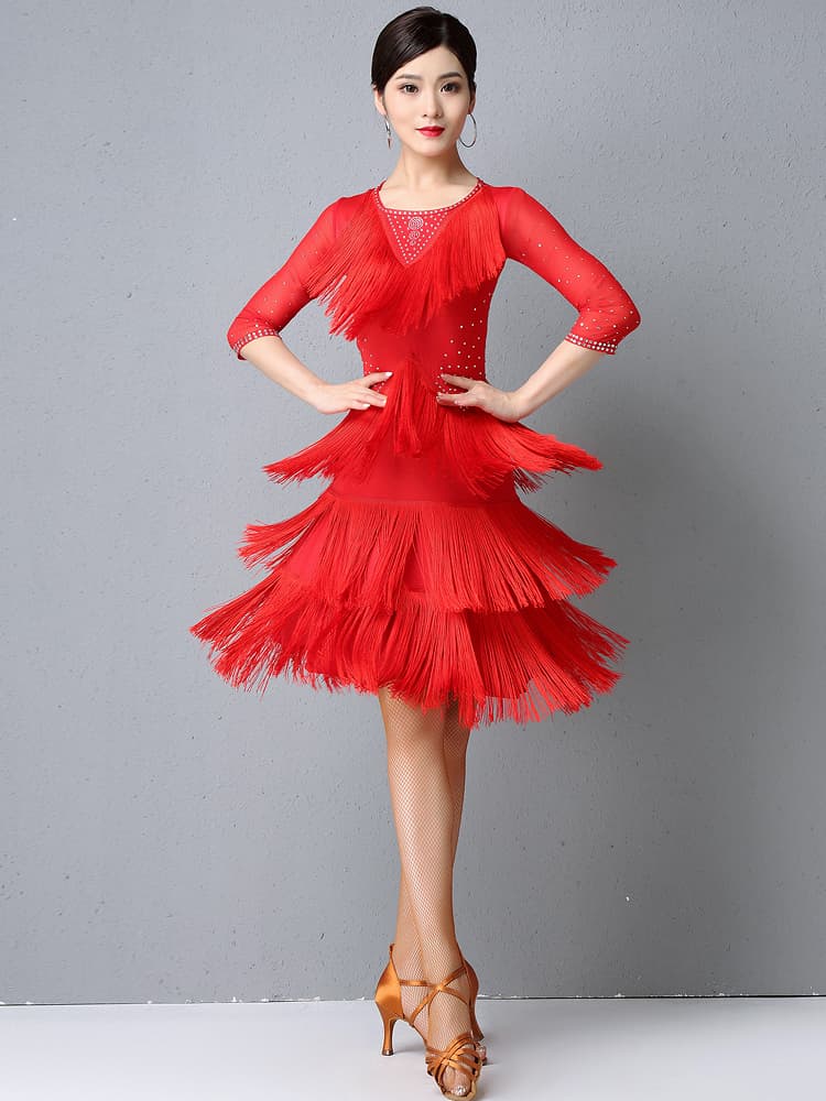 社交 ダンス ドレス 社交ダンス 情熱のフリンジラテンダンスドレス