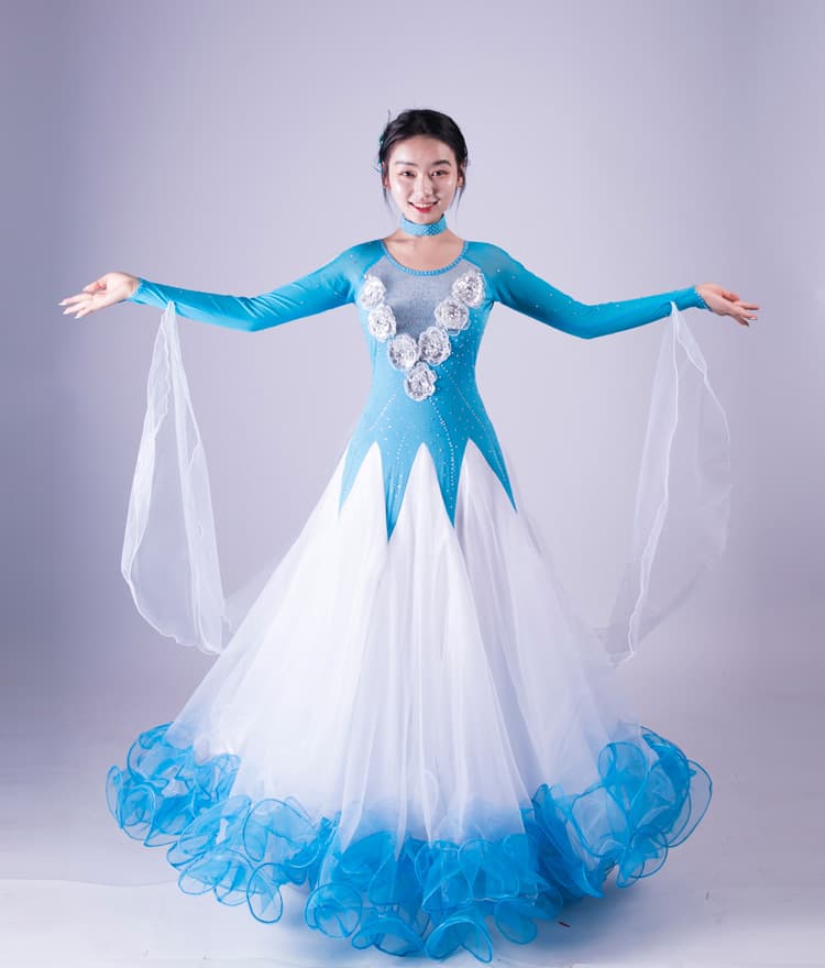 社交 ダンス ドレス 花びら舞う優雅なワルツドレス